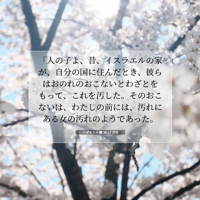 Picture 07 - エゼキエル書 36:17 JPN - 「人の子よ、昔、イスラエルの家が - Bible Verse Picture