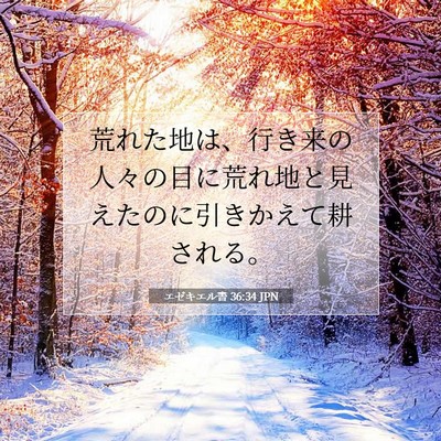 Picture 07 - エゼキエル書 36:34 JPN - 荒れた地は、行き来の人々の目に荒 - Bible Verse Picture