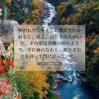 Picture 07 - エゼキエル書 40:3 JPN - 神がわたしをそこに携えて行かれる - Bible Verse Picture
