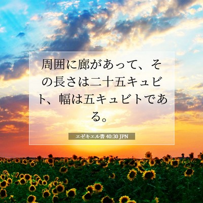 Picture 07 - エゼキエル書 40:30 JPN - 周囲に廊があって、その長さは二十 - Bible Verse Picture