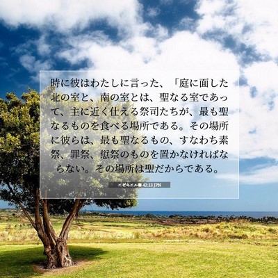 Picture 07 - エゼキエル書 42:13 JPN - 時に彼はわたしに言った、「庭に面 - Bible Verse Picture