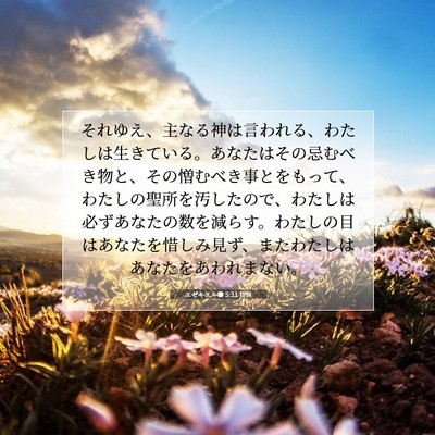 Picture 07 - エゼキエル書 5:11 JPN - それゆえ、主なる神は言われる、わ - Bible Verse Picture