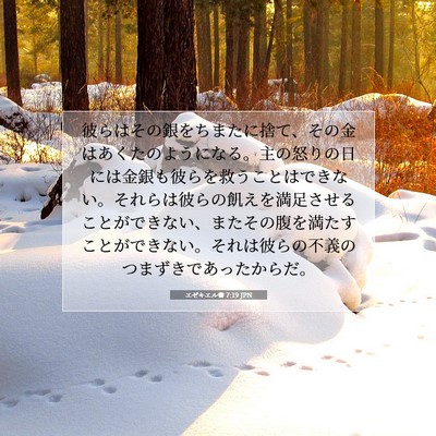 Picture 07 - エゼキエル書 7:19 JPN - 彼らはその銀をちまたに捨て、その - Bible Verse Picture