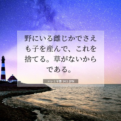Picture 07 - エレミヤ書 14:5 JPN - 野にいる雌じかでさえも子を産んで - Bible Verse Picture