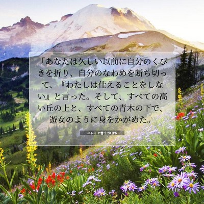 Picture 07 - エレミヤ書 2:20 JPN - 「あなたは久しい以前に自分のくび - Bible Verse Picture