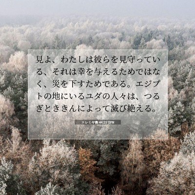 Picture 07 - エレミヤ書 44:27 JPN - 見よ、わたしは彼らを見守っている - Bible Verse Picture