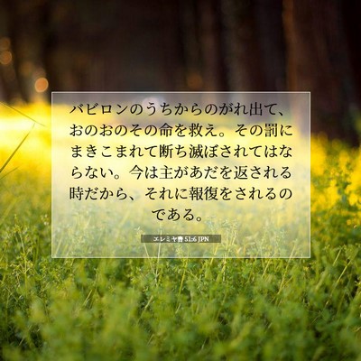 Picture 07 - エレミヤ書 51:6 JPN - バビロンのうちからのがれ出て、お - Bible Verse Picture