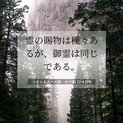 Picture 07 - コリント人への第一の手紙 12:4 JPN - 霊の賜物は種々あるが、御霊は同じ - Bible Verse Picture