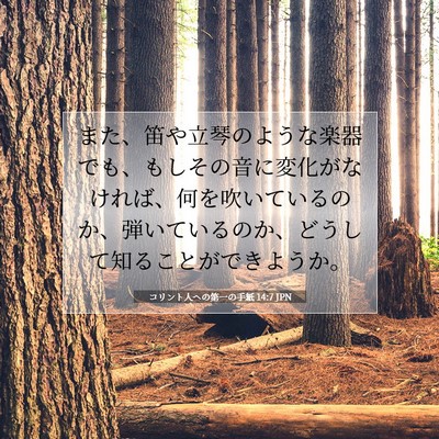 Picture 07 - コリント人への第一の手紙 14:7 JPN - また、笛や立琴のような楽器でも、 - Bible Verse Picture