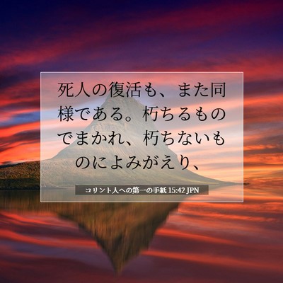 Picture 07 - コリント人への第一の手紙 15:42 JPN - 死人の復活も、また同様である。朽 - Bible Verse Picture