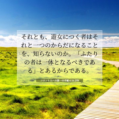 Picture 07 - コリント人への第一の手紙 6:16 JPN - それとも、遊女につく者はそれと一 - Bible Verse Picture