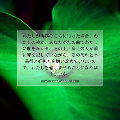 Picture 07 - コリント人への第二の手紙 12:21 JPN - わたしが再びそちらに行った場合、 - Bible Verse Picture