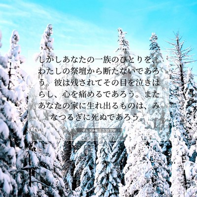 Picture 07 - サムエル記上 2:33 JPN - しかしあなたの一族のひとりを、わ - Bible Verse Picture