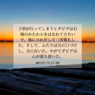 Picture 07 - サムエル記上 20:41 JPN - 子供が行ってしまうとダビデは石塚 - Bible Verse Picture