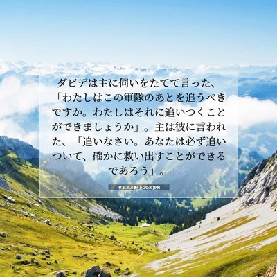 Picture 07 - サムエル記上 30:8 JPN - ダビデは主に伺いをたてて言った、 - Bible Verse Picture