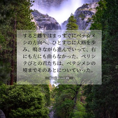 Picture 07 - サムエル記上 6:12 JPN - すると雌牛はまっすぐにベテシメシ - Bible Verse Picture