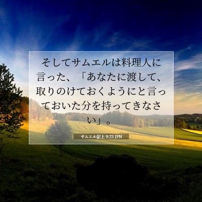 Picture 07 - サムエル記上 9:23 JPN - そしてサムエルは料理人に言った、 - Bible Verse Picture