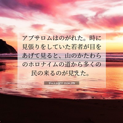Picture 07 - サムエル記下 13:34 JPN - アブサロムはのがれた。時に見張り - Bible Verse Picture