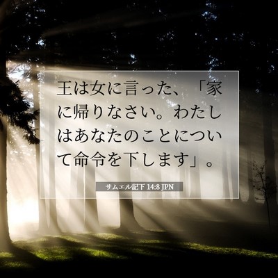 Picture 07 - サムエル記下 14:8 JPN - 王は女に言った、「家に帰りなさい - Bible Verse Picture