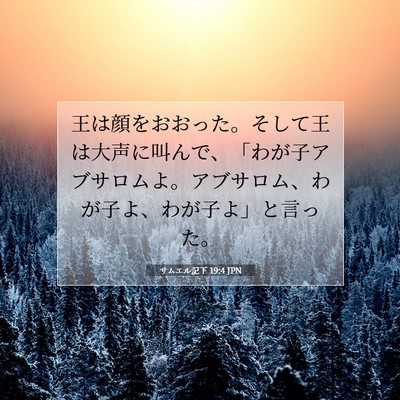 Picture 07 - サムエル記下 19:4 JPN - 王は顔をおおった。そして王は大声 - Bible Verse Picture