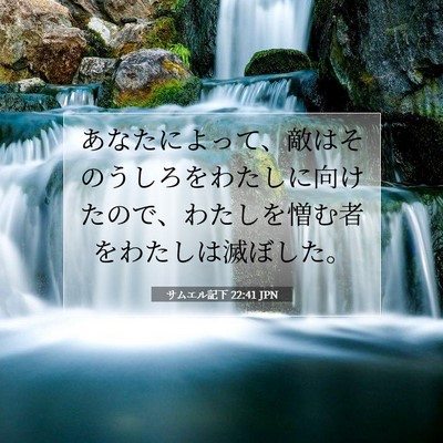 Picture 07 - サムエル記下 22:41 JPN - あなたによって、敵はそのうしろを - Bible Verse Picture