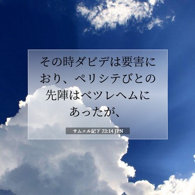 Picture 07 - サムエル記下 23:14 JPN - その時ダビデは要害におり、ペリシ - Bible Verse Picture