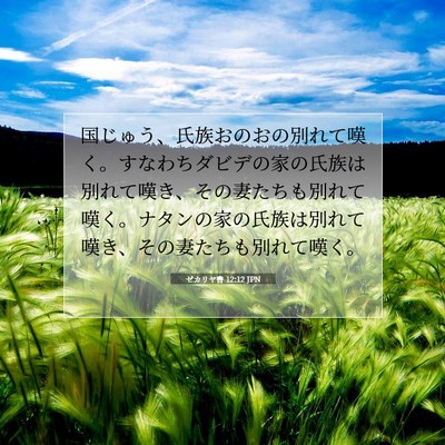 Picture 07 - ゼカリヤ書 12:12 JPN - 国じゅう、氏族おのおの別れて嘆く - Bible Verse Picture