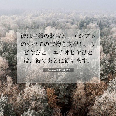 Picture 07 - ダニエル書 11:43 JPN - 彼は金銀の財宝と、エジプトのすべ - Bible Verse Picture