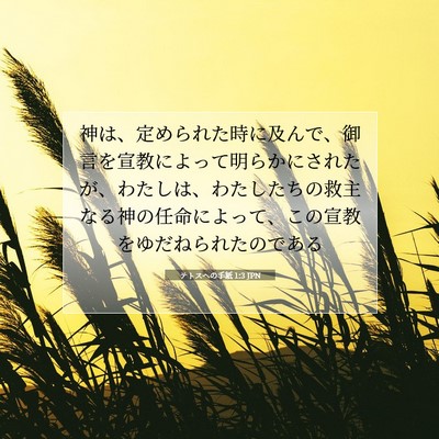 Picture 07 - テトスヘの手紙 1:3 JPN - 神は、定められた時に及んで、御言 - Bible Verse Picture