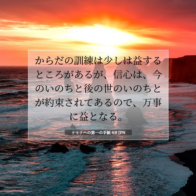 Picture 07 - テモテヘの第一の手紙 4:8 JPN - からだの訓練は少しは益するところ - Bible Verse Picture