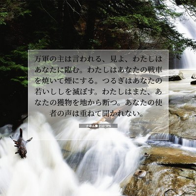 Picture 07 - ナホム書 2:13 JPN - 万軍の主は言われる、見よ、わたし - Bible Verse Picture