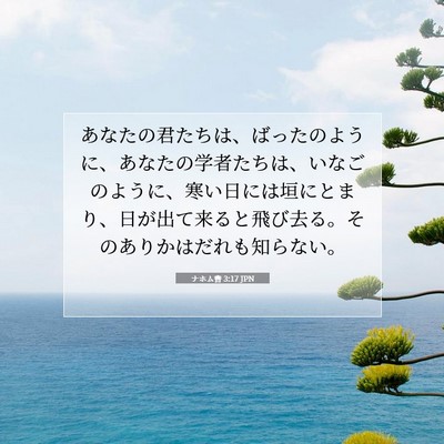 Picture 07 - ナホム書 3:17 JPN - あなたの君たちは、ばったのように - Bible Verse Picture