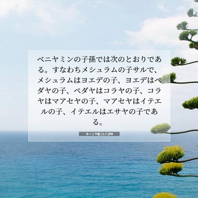 Picture 07 - ネヘミヤ記 11:7 JPN - ベニヤミンの子孫では次のとおりで - Bible Verse Picture