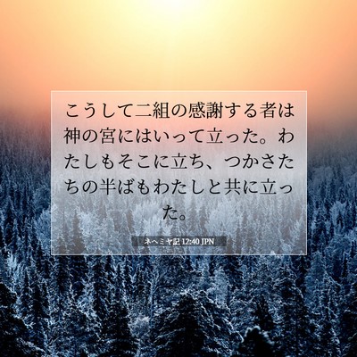 Picture 07 - ネヘミヤ記 12:40 JPN - こうして二組の感謝する者は神の宮 - Bible Verse Picture