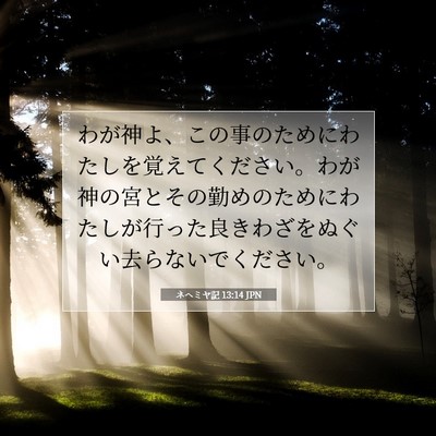 Picture 07 - ネヘミヤ記 13:14 JPN - わが神よ、この事のためにわたしを - Bible Verse Picture