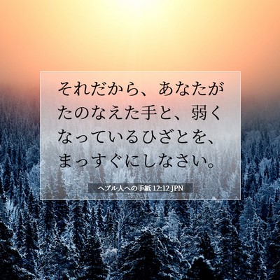 Picture 07 - ヘブル人への手紙 12:12 JPN - それだから、あなたがたのなえた手 - Bible Verse Picture