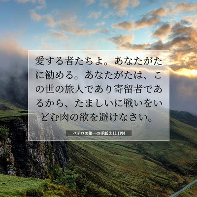 Picture 07 - ペテロの第一の手紙 2:11 JPN - 愛する者たちよ。あなたがたに勧め - Bible Verse Picture