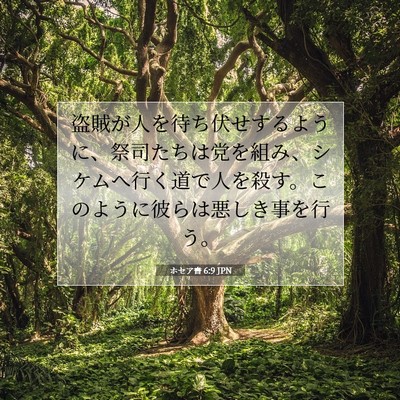 Picture 07 - ホセア書 6:9 JPN - 盗賊が人を待ち伏せするように、祭 - Bible Verse Picture