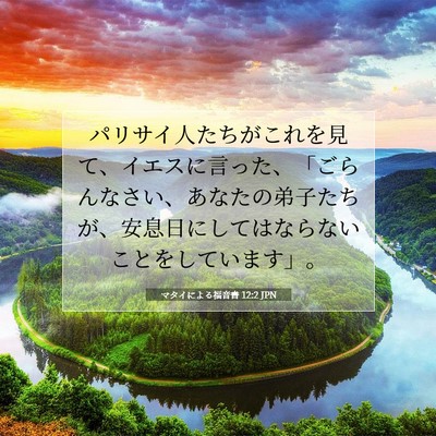Picture 07 - マタイによる福音書 12:2 JPN - パリサイ人たちがこれを見て、イエ - Bible Verse Picture
