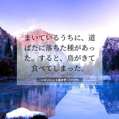 Picture 07 - マタイによる福音書 13:4 JPN - まいているうちに、道ばたに落ちた - Bible Verse Picture