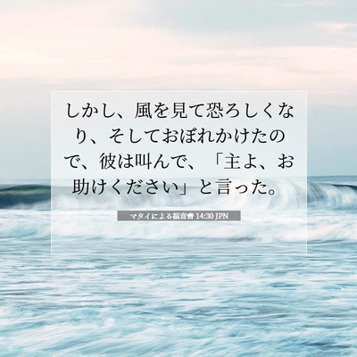 Picture 07 - マタイによる福音書 14:30 JPN - しかし、風を見て恐ろしくなり、そ - Bible Verse Picture