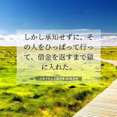 Picture 07 - マタイによる福音書 18:30 JPN - しかし承知せずに、その人をひっぱ - Bible Verse Picture