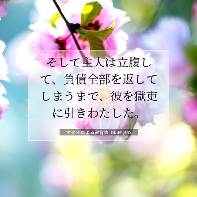 Picture 07 - マタイによる福音書 18:34 JPN - そして主人は立腹して、負債全部を - Bible Verse Picture