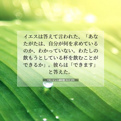 Picture 07 - マタイによる福音書 20:22 JPN - イエスは答えて言われた、「あなた - Bible Verse Picture