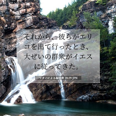 Picture 07 - マタイによる福音書 20:29 JPN - それから、彼らがエリコを出て行っ - Bible Verse Picture