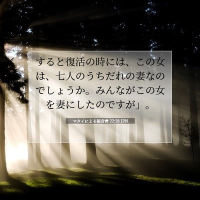 Picture 07 - マタイによる福音書 22:28 JPN - すると復活の時には、この女は、七 - Bible Verse Picture