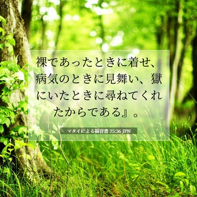 Picture 07 - マタイによる福音書 25:36 JPN - 裸であったときに着せ、病気のとき - Bible Verse Picture
