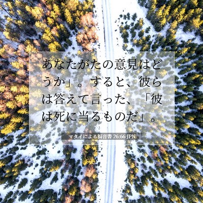 Picture 07 - マタイによる福音書 26:66 JPN - あなたがたの意見はどうか」。する - Bible Verse Picture