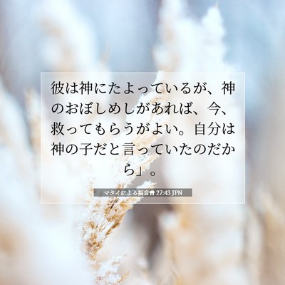 Picture 07 - マタイによる福音書 27:43 JPN - 彼は神にたよっているが、神のおぼ - Bible Verse Picture