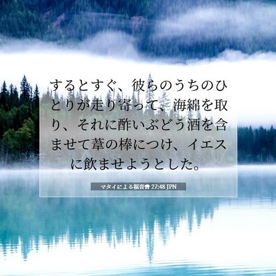 Picture 07 - マタイによる福音書 27:48 JPN - するとすぐ、彼らのうちのひとりが - Bible Verse Picture